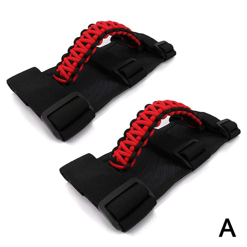 4 Pieces Triple Strap Roll Bar Grab Grip Handles Black for Jeep Wrangler YJ TJ JK JKU 1987-2017 
