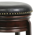 thumbnail image 2 of Benjara Sabi 24" Swivel Counter Stool-Solid Wood-Faux Leather-Cappuccino-Brown, 2 of 6