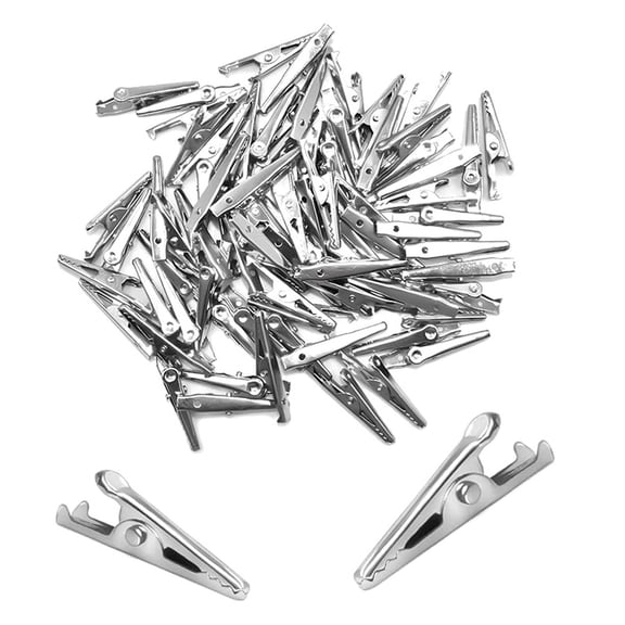 Premium-Grade Metal Alligator Clips 35mm - Multipurpose,100 x Clip,Silver