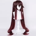 thumbnail image 4 of Peluca para disfraz de cosplay, mitad Hu Tao, color marrón, 110 cm, para mujer, 4 of 7