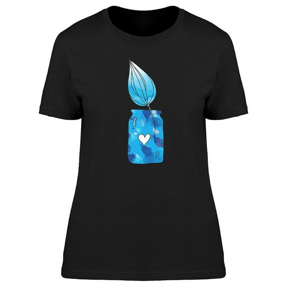 Blue Flower Bud Watercolor Jar T-Shirt Women -Image by Shutterstock, Female XX-Large