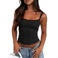 thumbnail image 2 of Women'S Spaghetti Strap Top Basic Sleeveless Crop Tank Top Black L, 2 of 9