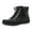 Black, variant on Women's Plus Size Round Head Side Zipper With Plush Winter Leather Boots