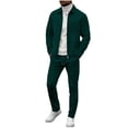 thumbnail image 2 of Ceisia Men's Slim Fit Waffle Knit 2-Piece Set Long Sleeve Zip-Up Jacket with Elastic Waist Drawstring Pants Gifts, 2 of 6