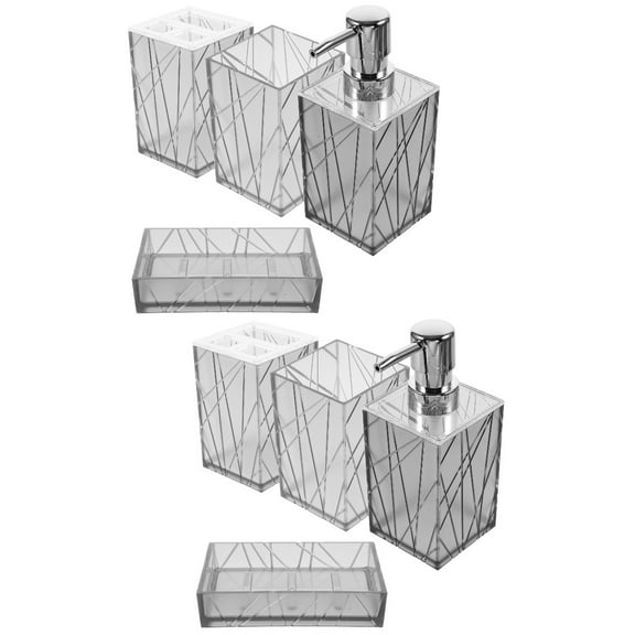 2 Sets  Plastic Bathroom Accessory Set Soap Dispenser Toothbrush Cup Toothbrush Holder Soap Dish