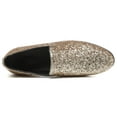thumbnail image 3 of Santimon Mens Metallic Paillette Loafers Slip-on Glitter Moccasins Dress Shoes Leather Shoes Gold 9.5 US, 3 of 9