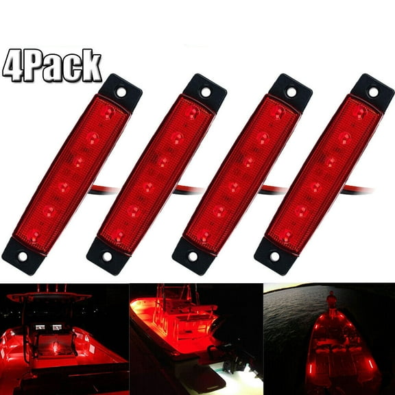 Cocobaby 4Pcs Universal Red LED Marine Boat Cabin Lights Courtesy Light Deck Transom Lamp