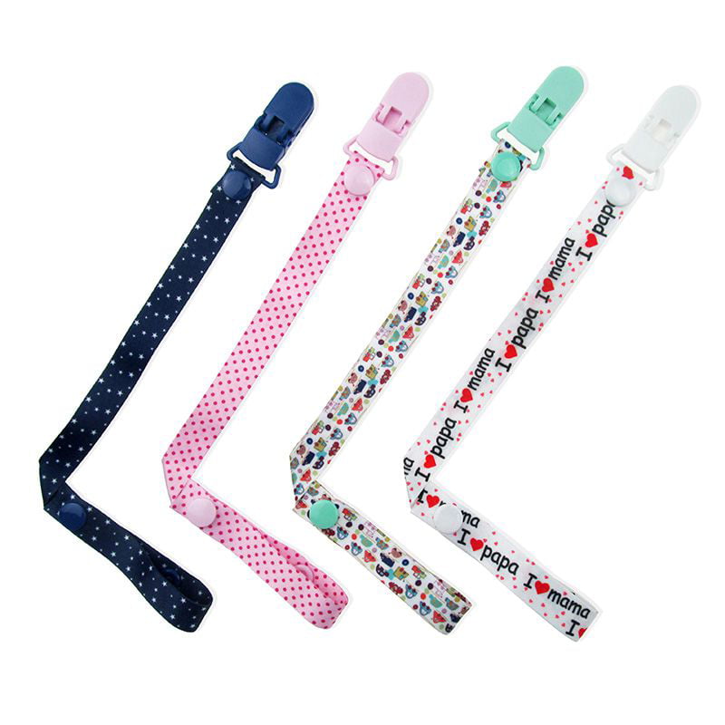 4pcs Baby Pacifier Clip Chain Ribbon Dummy Holder Soother Clips Leash Strap 