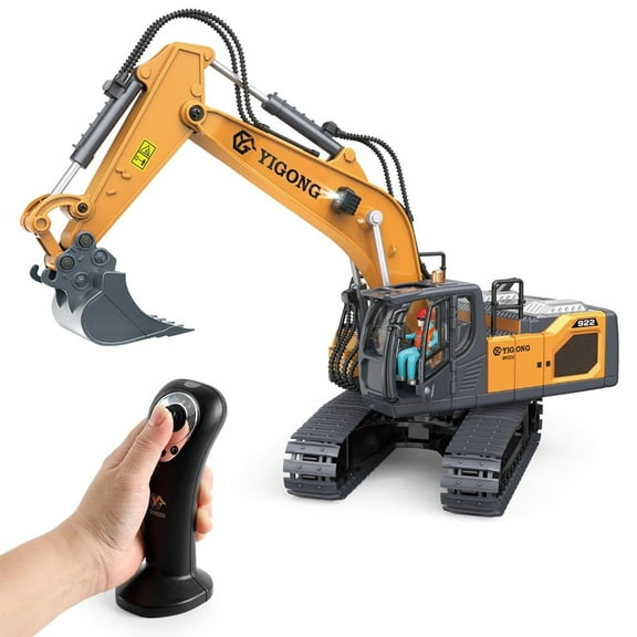 1:20 Inductive Infinite Rotation Remote Control Excavator, 11 Channel RC Construction Vehicle Toys, Rechargeable RC Engineering Car Gifts，2 Battery
