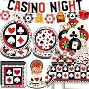 Casino Theme Party Decorations Casino Plates and Napkin for Casino Poker Games Night Birthday Party Casino Night Tableware Set for Casino Party Decorations Serve 20$$Home Decor, Kitchen, & Other