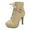 Beige, variant on Fesfesfes Faux-Leather Boots for Women Women's Winter Synthetic Fabric Shoes Warm Round Toe High Heel Strap BuckleMedium Ankle Boots 8.5(41)