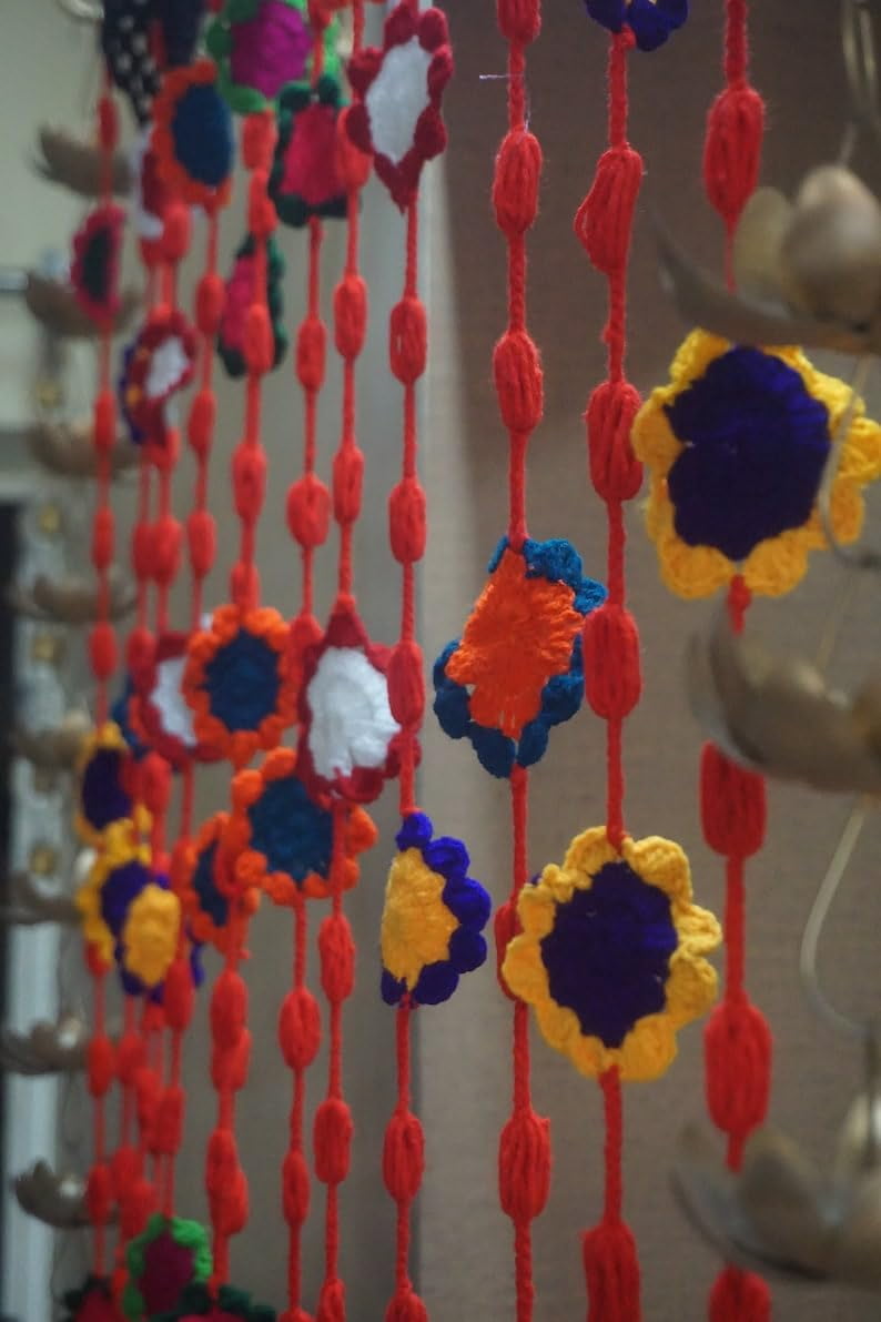 Handmade Crochet Beaded Curtain: Boho Macrame Drape (36x72 Inches)