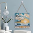 thumbnail image 5 of Sunrise Beach Wave Relax You're on Beach Time Wooden Sign MDF Hanging Wood Plaques for Office Bedroom Living Room Home Art Funny Bathroom Decor 12x12 Inch, 5 of 8