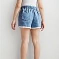 thumbnail image 5 of FNFYFH Denim Shorts for Girls Elastic Waisted Short Pants with Pockets Kids Summer Bottoms Blue, 5 of 8