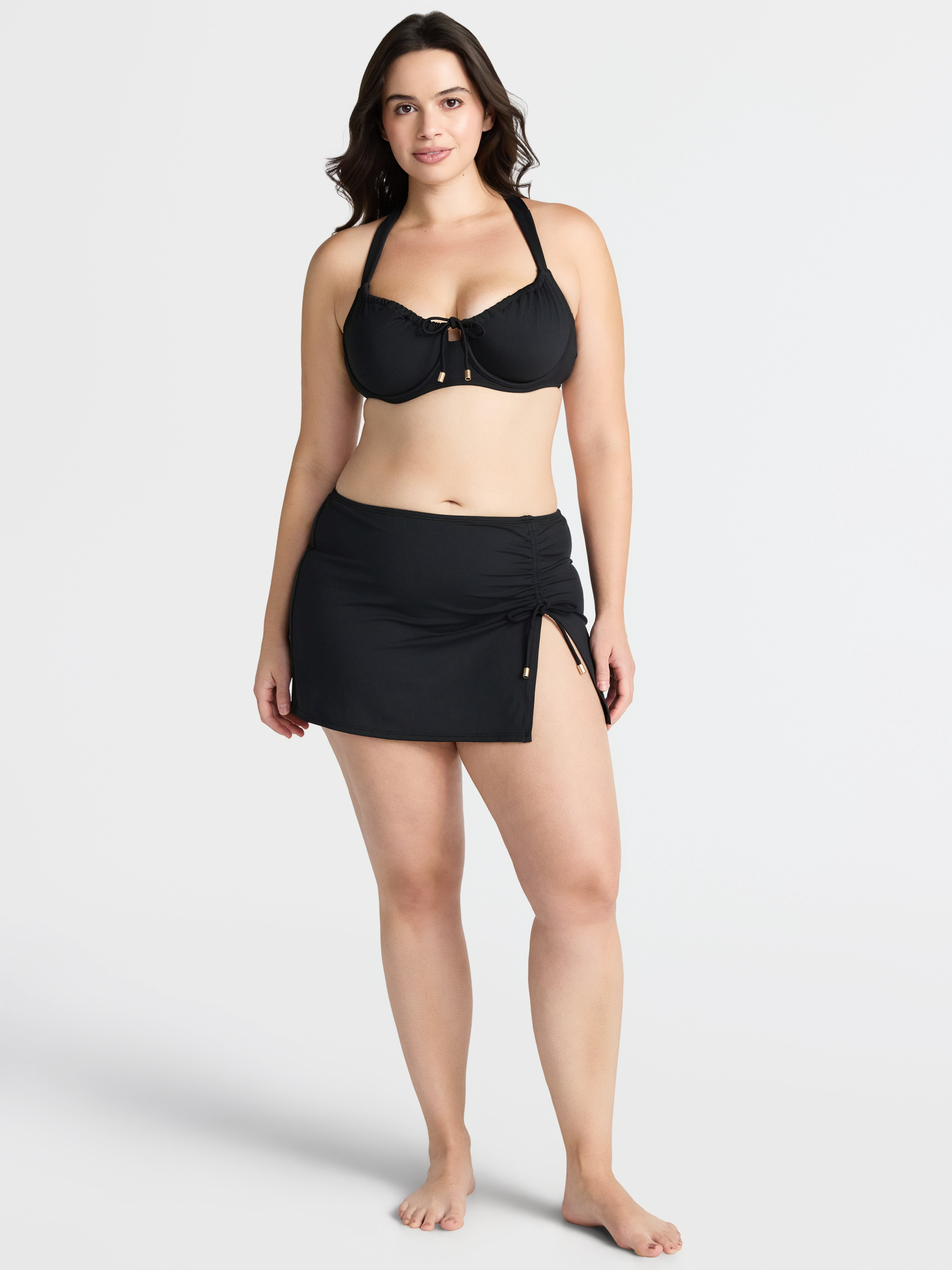 Time and Tru Womens and Plus Tunnel Front Swim Skirt, Sizes XS - 2X