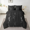thumbnail image 2 of Feelyou Black Grey Lightning Bedding Comforter Set 7pcs, Chic Stripe Abstract Ombre King Bedding Sets, Teens Kids Girls Boys Reversible Bed Sheets, Super Cozy Room Decor, 2 of 7