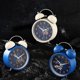 thumbnail image 2 of Reloj despertador con forma de dibujo de astronauta, metal, doble campana, luz nocturna silenciosa, 2 of 2