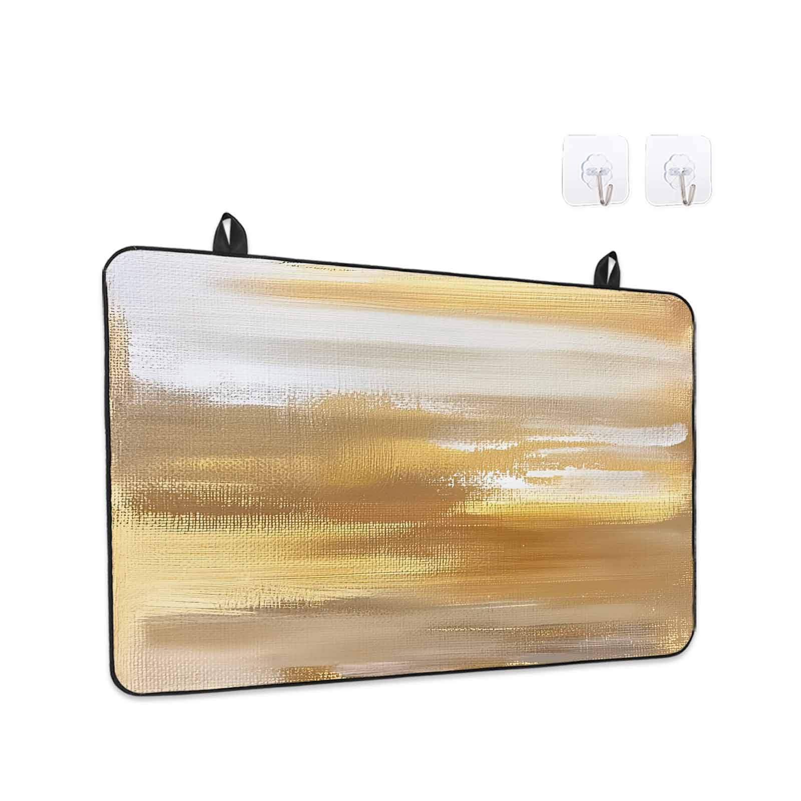 Yellow Beige Stove Top Cover for Electric Stove, Heat-proof & Non Slip Glass Top Stove Cover Protector, Modern Oil Painting Abstract Art Kitchen Flat Cooktop Rubber Mat 24x21 Inches
