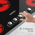 thumbnail image 5 of KUPPET 30” Electric Cooktop, Ceramic Cooktop, Drop-in 5 Burner Coil Electric Radiant Cooktop, 9 Heating Level, 1-99 Min Timer, Knob Control, Auto Shut Down Protection, Black, 5 of 7