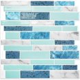 thumbnail image 1 of Vamos Tile 10 Sheets Peel and Stick Tile Backsplash, 12"x12" Light Color Stick on Wall Tiles, Self Adhesive Tile Sticker for Kitchen Backsplash and Bathroom(Blue Marble Look), 1 of 8