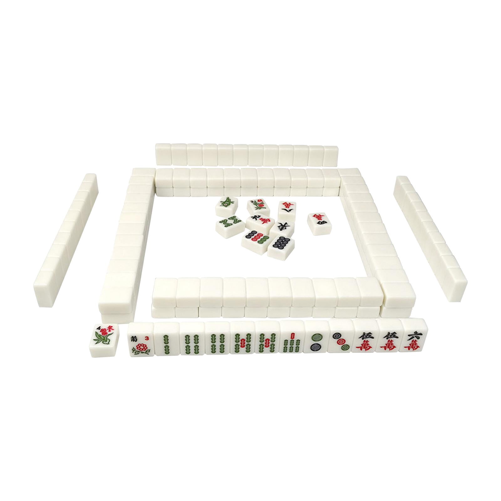 LeeQinersw 144x Chinese Version Game Set Leisure Time Chinese Style Game Mini Mahjong Tiles White