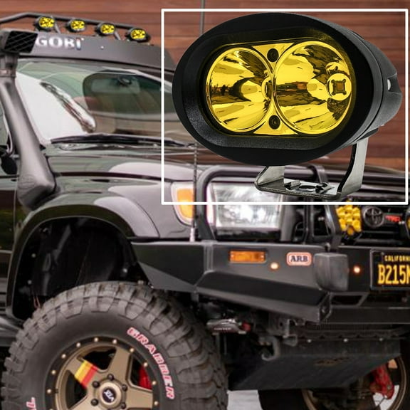 OZ-USA 4" Oval High Output Neon Fluorescent Yellow LED Dust Fog Lights for Off-road Trucks UTV ATV RV E-Bikes Golf Carts 12V - 60V