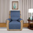 thumbnail image 2 of Housse de Sofa Inclinable Matelassée Réversible, Protège-Meubles Résistant à l'Eau, Housse de Canapé Lavable avec Sangles Élastiques pour Enfants, Chiens, Animaux (Fauteuil Inclinable, Bleu Foncé/bleu Pâle), 2 of 7