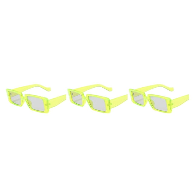 kurtrusly Rectangular Lightweight Frame Protection For Fashionable Look PC Materials Eyeglasses SHINY GREEN frame 3Set