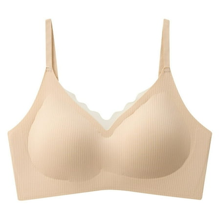 Gnurob Clearance Deals Women s Seamless Bras Wireless Push Up Bra Full Coverage Bralette Beauty Back Smoothing Bralettes Everyday Underwear Khaki Medium