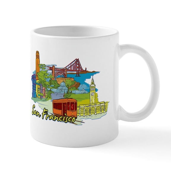 CafePress - San Francisco Travel Poster Mugs - 11 oz Ceramic Mug - Novelty Coffee Tea Cup