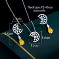 thumbnail image 4 of Silver Plated CZ Drop Symmetrical Earrings Pendent Necklace Yellow Jewelry Set, 4 of 9