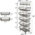 thumbnail image 6 of Fruit Vegetable Storage Basket for Kitchen - 6 tier Stackable Metal Wire Baskets Cart with Rolling Wheels Utility Fruits Rack Produce Snack Organizer Bins for Pantry Bathroom Laundry Bronze, 6 of 13