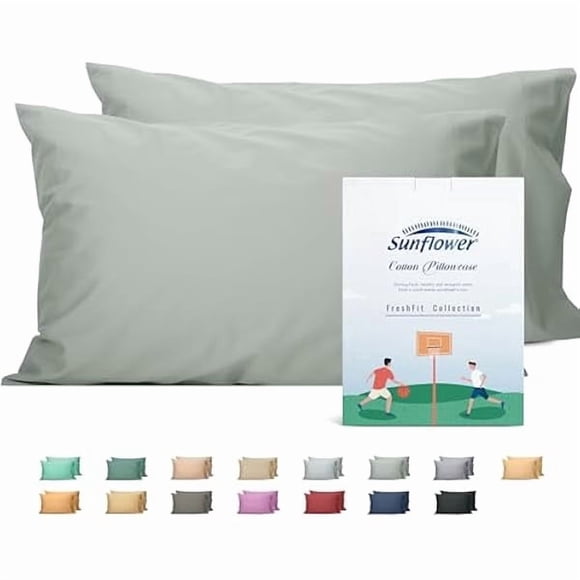 xixishop Sunflower King Pillowcases Set of 2, 100% Cotton King Pillow Cases 2, 20×40 inches Storm Grey, Soft and Breathable