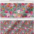 thumbnail image 2 of Soimoi Gray Cotton Poplin Fabric Leaves & Pink Floral Watercolor Print Sewing Fabric BTY 42 Inch Wide, 2 of 7