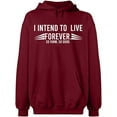 thumbnail image 2 of OXI Hoodie Sweatshirt - I Intend To Live Forever, Basic Casual Hoodie for Men's and Women Fleece Hoodie Long Sleeve - Cardinal Red Large, 2 of 3