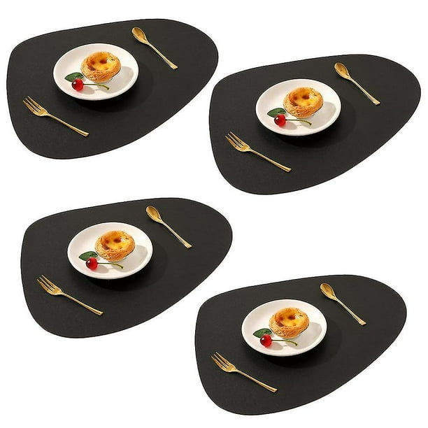 Juego de 4 manteles individuales de cuero para comedor, manteles individuales lavables y limpiables.