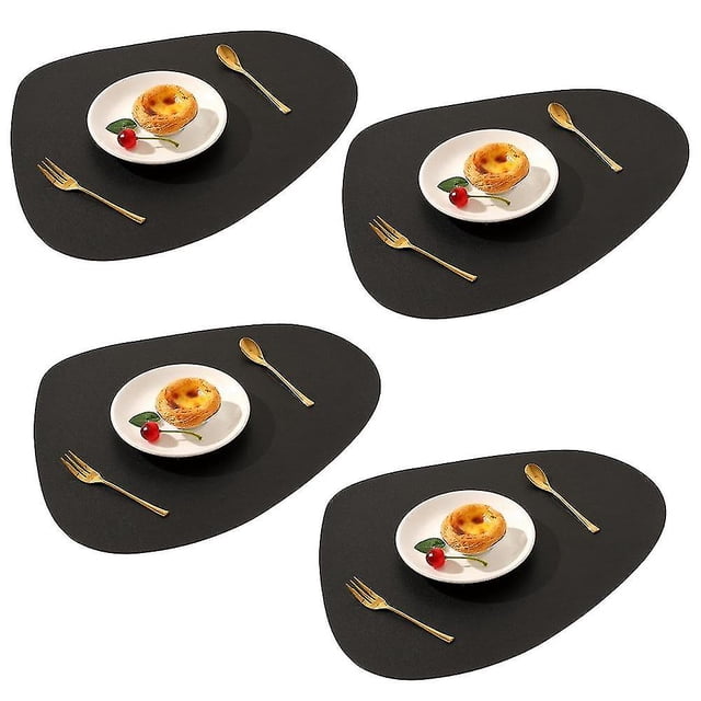 Juego de 4 manteles individuales de cuero para comedor, manteles individuales lavables y limpiables.