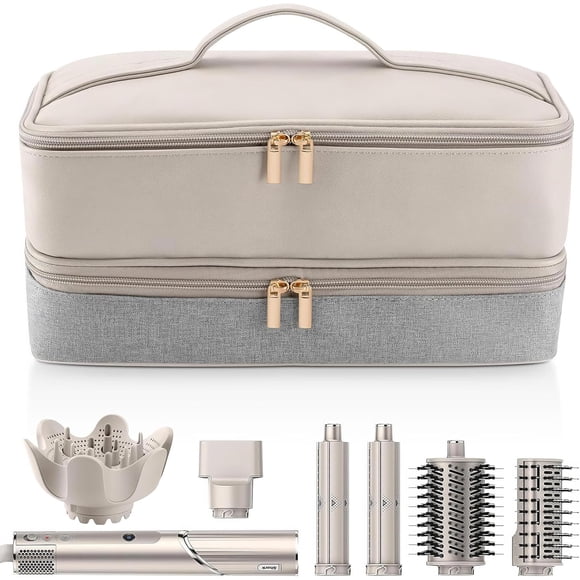 GDBYUE Bolsa de funda compatible para dyson airwrap & shark flexstyle, para dyson secadora de cabello, impermeable, Doble capa a prueba, con gancho colgante para artículos de ba&nti