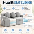 thumbnail image 6 of SESSLIFE 3 Seater Sofa Couch, Comfy Extra Deep Seat Cloud Couch with 3 Pillows and Side Pockets, Corduroy Low Profile Floor Sofa for Living Room, Compact No Assembly Couch, Light Grey, 6 of 8