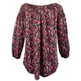 thumbnail image 2 of Women's Petite Flower Off The Shoulder Blouse Top, 2 of 4