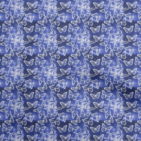 oneOone Silk Tabby Medium Blue Fabric Butterflies Sewing Fabric By The Yard Printed Diy Clothing Sewing Supplies 42 Inch Wide