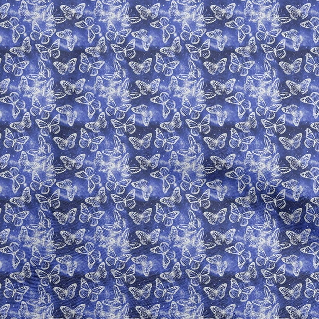oneOone Velvet Medium Blue Fabric Butterflies Sewing Craft Projects Fabric Prints By Yard 58 Inch Wide