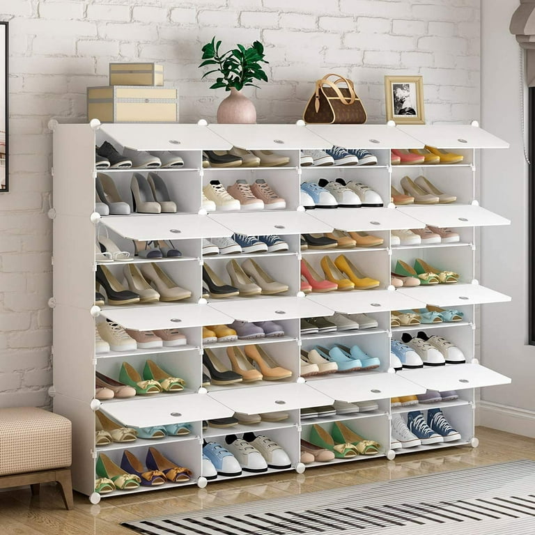 Winado 36 Cubes Portable Shoe Rack Organizer 12 Tiers Shoe Shelf Tower 72  Pairs Shoe Storage Cabinet Stand Expandable Suitable for Heels, Boots,  Slippers in Hallway Bedroom Closet Entryway, White 