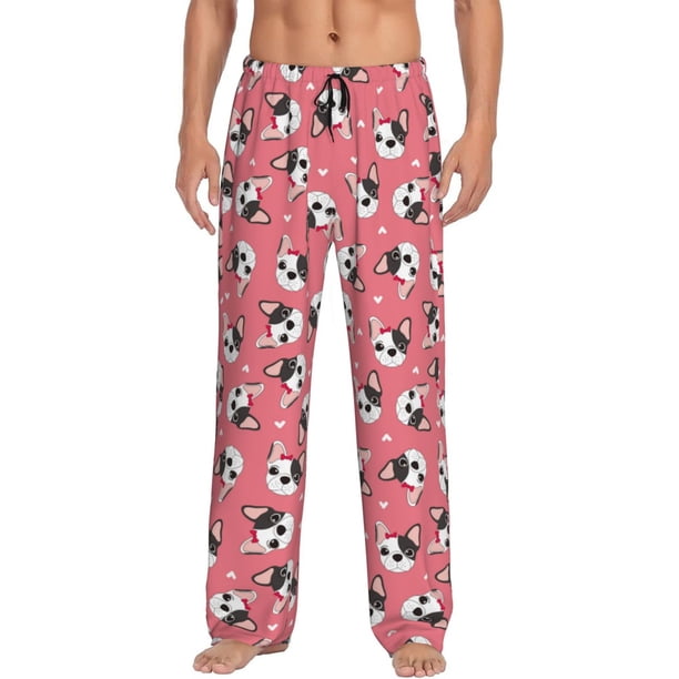 Fotbe French Bulldog Face Pantalones de Pijama para Hombre, Pantalones de Dormir, Pantalones de Casa con Cintura Ajustable y Bolsillos-XX-Large