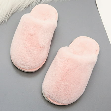 

uikmnh Warm Slippers Couples Women Men Multicolor Shoes Slip-On Furry Flat Home Keep Warm Slippers Shoes Women Slippers 7.5