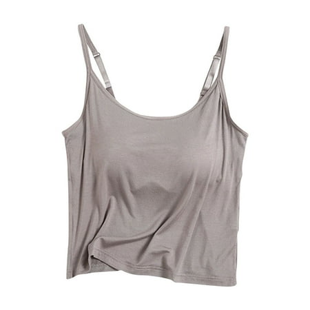 Fancifize Built in Bra Tank Tops for Women 2024 Summer Casual Padded Spaghetti Strap Womens Camisole Tops Undershirt Layering Tanks Clearance Big Sale