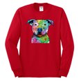 thumbnail image 2 of Neon Rainbow Trippy Cute Pitbull Dog Straight at You Dog Lover Mens Long Sleeve Shirt, Red, Small, 2 of 3