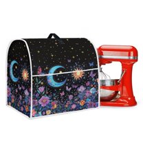ZIATUBLES Kitchen Stand Mixer Dust Cover Washable Polyester Fabric Appliance Cover with Front Storage Pockets Compatible with 4.5-5 Quart Home Decor Accessories, Butterfly Floral Sun Moon Star