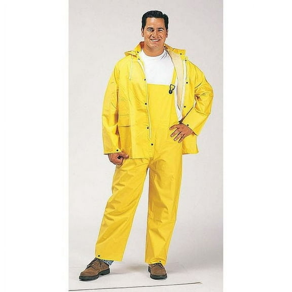 Three-Piece Rainsuit, Polyester, PVC, 0.35 mm Thick, Detachable, Yellow, XL