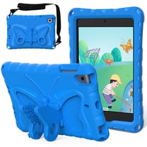 Dteck Kids Case for iPad mini 5/mini 4/mini 3/mini 2/mini 1 7.9-inch,Cute Butterfly EVA Case Kickstand Lightweight Cover with Shoulder Strap for iPad mini 2019/2015/2014/2013/2012,Blue